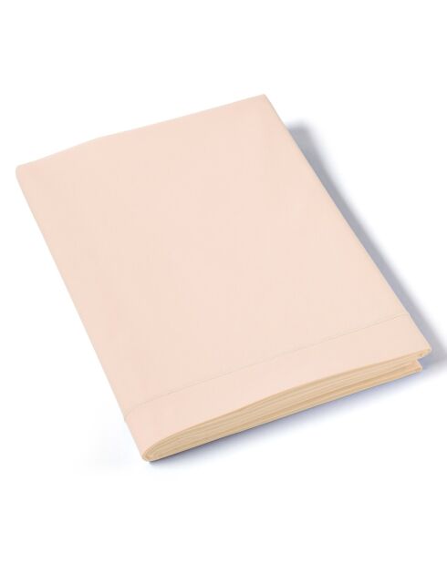 Drap plat en percale de coton uni rose pâle