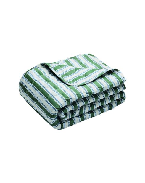 Couvre-lit en satin de coton Lorine vert/bleu - 220x250 cm