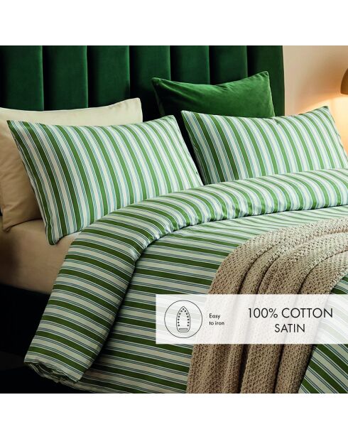 Couvre-lit en satin de coton Lorine vert/bleu - 220x250 cm