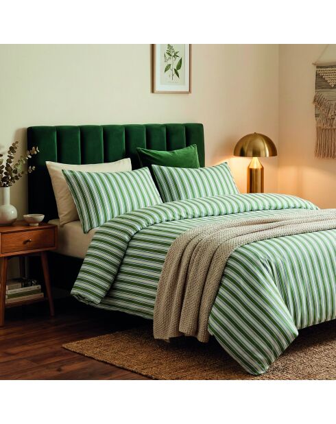Couvre-lit en satin de coton Lorine vert/bleu - 220x250 cm