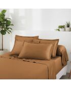 Bettwäscheset aus rechteckigem Baumwollsatin Kissenbezug Uni 1 baratta braun 01 -180x200 cm