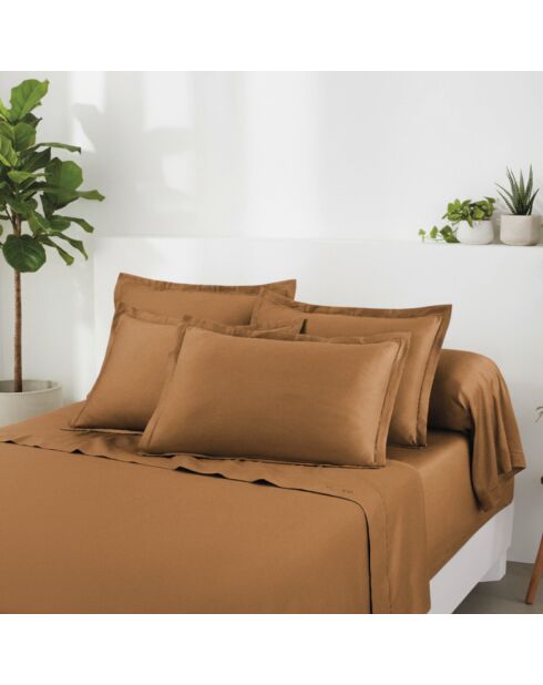 Bettwäscheset aus rechteckigem Baumwollsatin Kissenbezug Uni 1 baratta braun 01 -180x200 cm