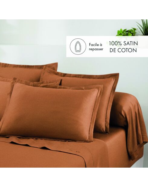 Bettwäscheset aus rechteckigem Baumwollsatin Kissenbezug Uni 1 baratta braun 01 -180x200 cm