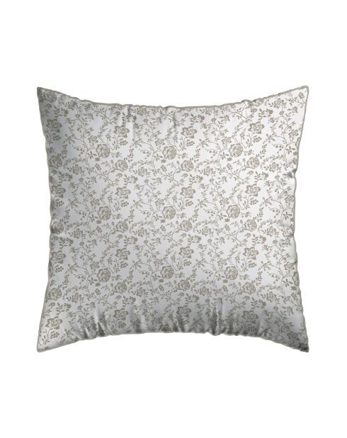 Set de 2 taies d'oreiller en satin de coton Parterre de Roses blanc/taupe - 63x63 cm