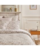 Set di 2 federe in raso di cotone Parterre de Roses bianco/tortora - 63x63 cm