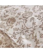 Set di 2 federe in raso di cotone Parterre de Roses bianco/tortora - 63x63 cm