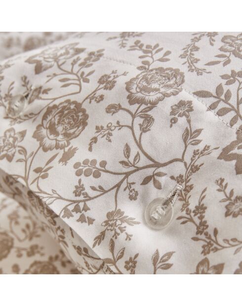 Set de 2 taies d'oreiller en satin de coton Parterre de Roses blanc/taupe - 63x63 cm