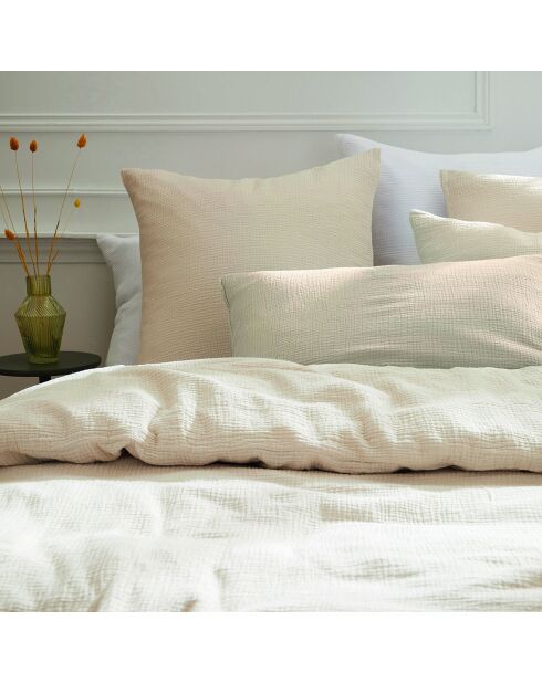 Steppdecke mit Quasten Baumwollgaze Uni taupe 07 - 140x200 cm