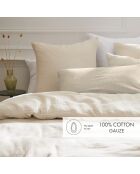Steppdecke mit Quasten Baumwollgaze Uni taupe 07 - 140x200 cm