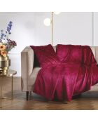 Maxi plaid/couvre-lit dessin Diamond bordeaux - 220x250 cm
