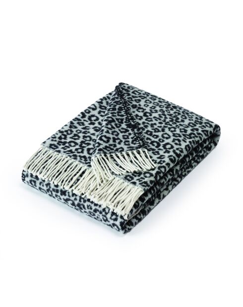 Geweven plaid in zacht katoen Leopard zwart/donkergrijs - 130x170 cm