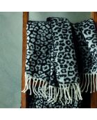 Geweven plaid in zacht katoen Leopard zwart/donkergrijs - 130x170 cm