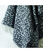 Geweven plaid in zacht katoen Leopard zwart/donkergrijs - 130x170 cm