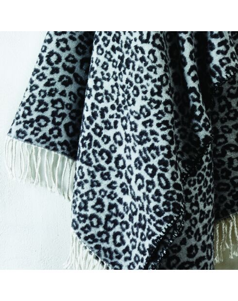 Geweven plaid in zacht katoen Leopard zwart/donkergrijs - 130x170 cm