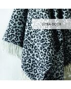 Geweven plaid in zacht katoen Leopard zwart/donkergrijs - 130x170 cm