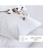Set de 2 taies d'oreiller en satin de coton Uni blanc - 2x(50x70 cm)