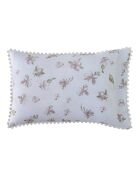 Taie d'oreiller motif floral blanche à fleurs roses