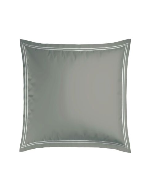 Set de 2 fundas de almohada de satén de algodón Annecy blanco/marrón