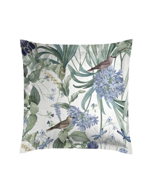 Set de 2 taies d'oreiller en satin de coton Jardin d'Eden blanc - 2x(63x63 cm)
