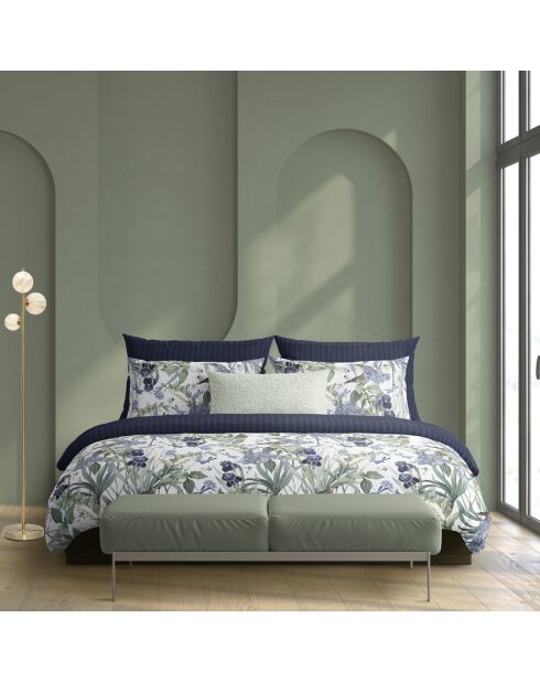 Set de 2 taies d'oreiller en satin de coton Jardin d'Eden blanc - 2x(63x63 cm)