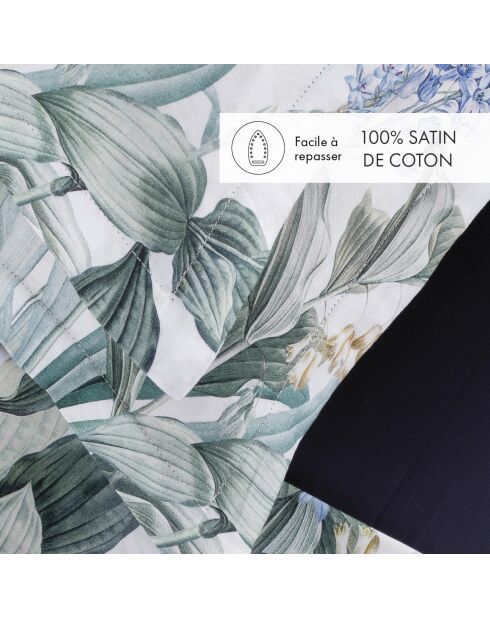Set de 2 taies d'oreiller en satin de coton Jardin d'Eden blanc - 2x(63x63 cm)