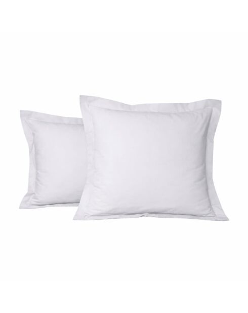 Taie d'oreiller rectangle en percale de coton uni platinium - 50x70cm