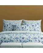 Set de 2 taies d'oreiller en satin de coton Eclat bleu blanc - 2x(50x70 cm)