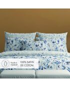 Set de 2 taies d'oreiller en satin de coton Eclat bleu blanc - 2x(50x70 cm)