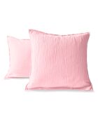 Taie d'oreiller carrée en gaze de coton rose - 65x65cm