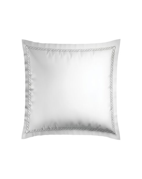 Set de 2 taies d'oreiller en satin de coton Eclat de perle gris/blanc - 2x(63x63 cm)