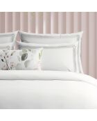 Set de 2 taies d'oreiller en satin de coton Eclat de perle gris/blanc - 2x(63x63 cm)