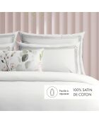 Set de 2 taies d'oreiller en satin de coton Eclat de perle gris/blanc - 2x(63x63 cm)