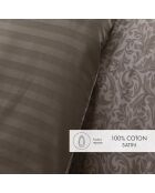 Set di 2 federe in raso di cotone Damask Floralia taupe - 63x63 cm