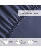Drap-housse en satin de coton Jacquard blue foncé