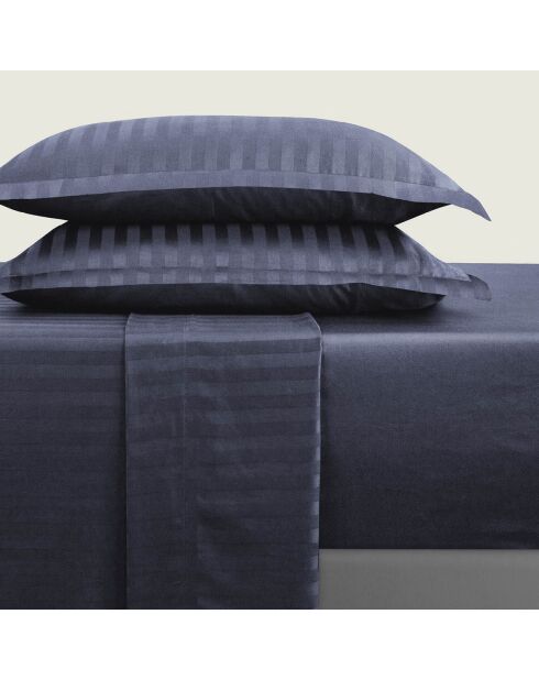 Drap-housse en satin de coton Jacquard blue foncé