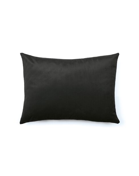Housse de coussin velours avec dessin fleuri anthracite - 30x50 cm
