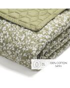 Couvre-lit en satin de coton Floréal vert - 220x250 cm