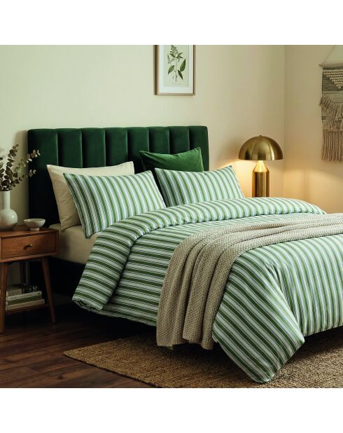 Lorine Kissenbezug aus Baumwollsatin, grün/blau, 2 Stück (63 x 63 cm)