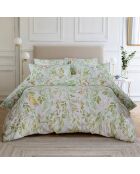 Taie d'oreiller en tissu percale Charmille imprimée fleurs vertes