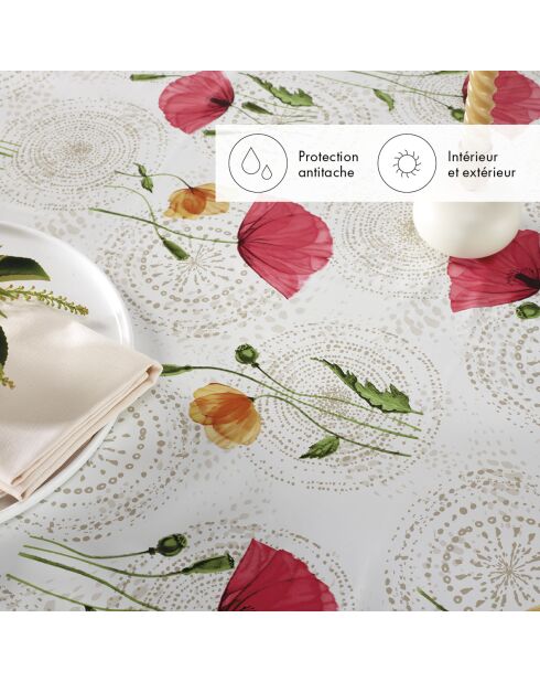 Papaver tafelkleed met anti-vlekcoating gebroken wit
