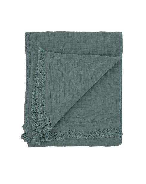 Plaid en gaze de coton sauge - 130x170cm