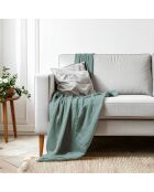 Plaid en gaze de coton sauge - 130x170cm