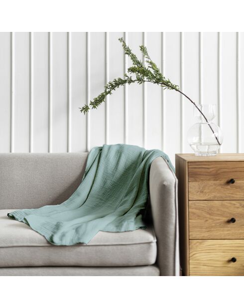 Plaid en gaze de coton sauge - 130x170cm