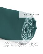 Sábana bajera ajustable de satén de algodón verde liso