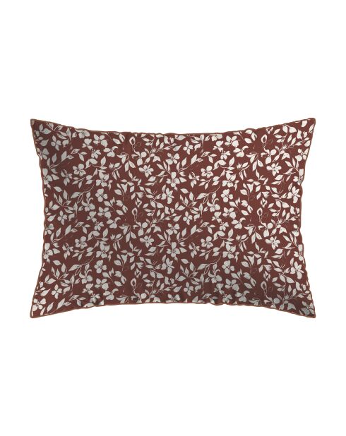Funda de almohada Floréal de satén de algodón terracota 01 - 2x (50x70 cm)