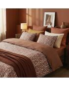 Funda de almohada Floréal de satén de algodón terracota 01 - 2x (50x70 cm)