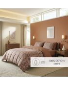 Funda de almohada Floréal de satén de algodón terracota 01 - 2x (50x70 cm)