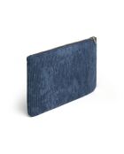 Pochette plate velours côtelé bleue - 24x16,5 cm