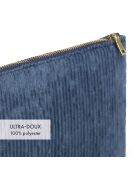 Pochette plate velours côtelé bleue - 24x16,5 cm