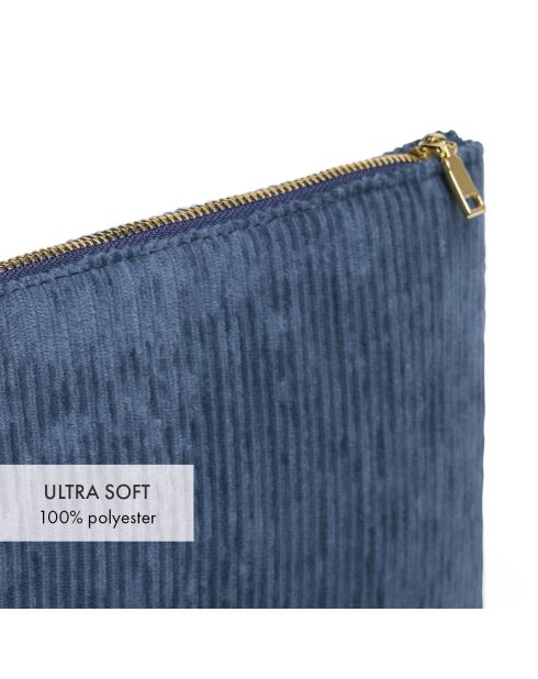 Pochette plate velours côtelé bleue - 24x16,5 cm